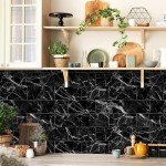 Black Marble Peel and Stick Backsplash Tiles 16pcs