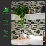 LONGKING Marble Peel and Stick Backsplash for Kitchen, 3D Adhesive Tile Backsplash for Kitchen, Bathroom, Wall Tile, 10 Sheets, 12" x 12"