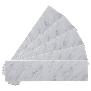 Adolif Carrara Marble Subway Tile, 100% Natural Marble, 3" x 12" Tile, Peel and Stick, Self Adhesive Backsplash for Kitchen and Bathroom, 16 Sheets