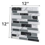 Art3d 10-Sheets Peel and Stick Kitchen Backsplash Tiles, 12"x12" Self-Adhesive Marble Grey Wall Tiles for Kitchen and Bathroom