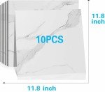 10-Sheets Peel and Stick Backsplash Marble Look 12"X12" Self Adhesive Wall Tile Back Splashes for Kitchen Bathroom (1, Marble White)
