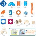 MAGBLOCK Magnetic Tiles 176Pcs Marble Run Children's Educational Toys for Developing Mathmatics and Physics Skills and for Developing Creativity and Imagination Toys for Kids Age 8 9 10+ Years Old