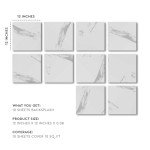 DEKKOR 10-Sheet Peel and Stick Marble, 12 in. x 12 in. Backsplash Waterproof Tile Stick on Wall for Kitchen, Bathroom, Living Room, Bedroom (White Carrara Marble)
