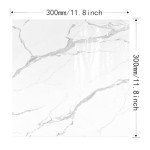 10-Pack Peel and Stick White Marble Tiles (11.8" x 11.8") – 9.8 Sq. Ft. Waterproof PVC Shower & Backsplash Tiles for Bathroom, Kitchen, and Living Room – Self-Adhesive, Easy Installation