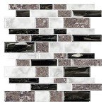STICKGOO 10-Sheet Marble Look Peel and Stick Tiles, Decorative Self Adhesive Kitchen Backsplash in Granite (Pack of 10, Thicker Design)