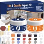 Marble and Granite Countertop Repair Kit, 4.2 OZ Ceramic Tile Chip Repair Kit Marble Scratch Remover, Porcelain Stone and Quartz Countertops Repair for Tile Cracks, Holes, Dents, Chipped Edges Corners
