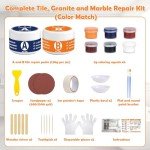 Marble and Granite Countertop Repair Kit, 4.2 OZ Ceramic Tile Chip Repair Kit Marble Scratch Remover, Porcelain Stone and Quartz Countertops Repair for Tile Cracks, Holes, Dents, Chipped Edges Corners