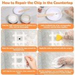 Marble and Granite Countertop Repair Kit, 4.2 OZ Ceramic Tile Chip Repair Kit Marble Scratch Remover, Porcelain Stone and Quartz Countertops Repair for Tile Cracks, Holes, Dents, Chipped Edges Corners