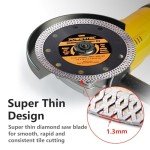 POWERTEC 4-1/2 Inch Diamond Saw Blades for Angle Grinder 3 Pack, Super Thin Turbo Mesh Rim Tile Blades for Cutting Porcelain, Granite Tile & Ceramic Tile, 4.5" Diamond Blades (14000-P3)