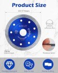 AOKLIT 4.5 inch Super Thin Diamond Tile Blade, 10 Pcs Tile Cutting Blade, Diamond Blade for Angle Grinder Cutting Porcelain Tile Granite Marbles (Blue)