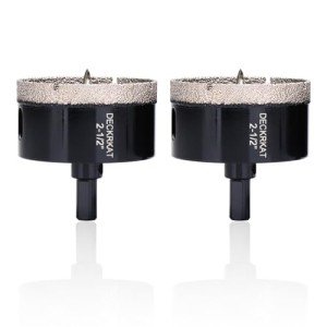 2-1/2 Inch Diamond Hole-Saw Bits with Pilot Drill Bit - 2pc 2-1/2" Diamond Tipped Tile Hole Saws with Guiding Bit Accurate Drilling for Porcelain Tile Ceramic Pottery Granite Stone Glass Bottles 65mm