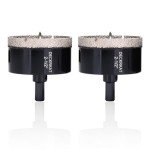 2-1/2 Inch Diamond Hole-Saw Bits with Pilot Drill Bit - 2pc 2-1/2" Diamond Tipped Tile Hole Saws with Guiding Bit Accurate Drilling for Porcelain Tile Ceramic Pottery Granite Stone Glass Bottles 65mm