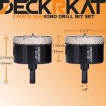 2-1/2 Inch Diamond Hole-Saw Bits with Pilot Drill Bit - 2pc 2-1/2" Diamond Tipped Tile Hole Saws with Guiding Bit Accurate Drilling for Porcelain Tile Ceramic Pottery Granite Stone Glass Bottles 65mm