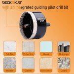 2-1/2 Inch Diamond Hole-Saw Bits with Pilot Drill Bit - 2pc 2-1/2" Diamond Tipped Tile Hole Saws with Guiding Bit Accurate Drilling for Porcelain Tile Ceramic Pottery Granite Stone Glass Bottles 65mm