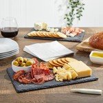 Juvale Set of 6 Black Slate Charcuterie Boards with Chalk, Individual Stone Plates for Cheese, Meat, Appetizers (8 x 11.8 In)