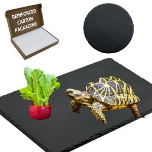 INOSCIND 2 Pack Reptile Basking Platform 11.8 × 6" + 4", Reptile Slate, Basking Rock, Slate Tiles Rocks for Reptiles,Terrarium Bowls for Bearded Dragon Tortoise Turtle Ball Python Snake Lizard Gecko