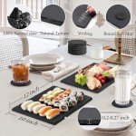MAPRIAL 12 x 10 In 4 Pack Slate Cheese Boards, Black Stone Plates Charcuterie Board Gourmet Serving Tray Cheese Platter Display Chalkboard with Soapstone Chalk for Sushi, Party, Gifts, Meat, Appetizer