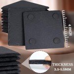 24 Pieces Slate Drink Coasters, GOH DODD 4 Inch Black Coasters Stone Coaster Set, Laser Engraving Blanks with Anti-Scratch Bottom for Home Office Kitchen Housewarming Gifts Wedding Party, Square
