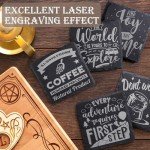 24 Pieces Slate Drink Coasters, GOH DODD 4 Inch Black Coasters Stone Coaster Set, Laser Engraving Blanks with Anti-Scratch Bottom for Home Office Kitchen Housewarming Gifts Wedding Party, Square