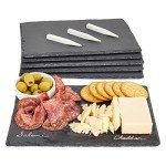 Juvale Set of 6 Black Slate Charcuterie Boards with Chalk, Individual Stone Plates for Cheese, Meat, Appetizers (8 x 11.8 In)