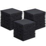 36 Pieces Slate Drink Coasters, GOH DODD 4 Inch Black Coasters Stone Coaster Set, Laser Engraving Blanks with Anti-Scratch Bottom for Home Office Kitchen Housewarming Gifts Wedding Party, Square