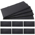 Zopeal 10 Pcs 10" x 5" Black Slate Charcuterie Boards Charcuterie Stone Plates with Natural Edge Slate Cheese Tray Serving Stone Board for Kitchen Dining Party Meat Dried Fruits Display Chalkboard