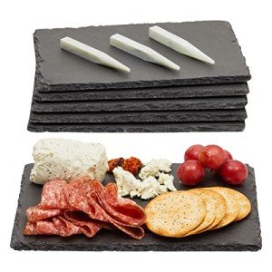 Juvale 6 Pack Mini Slate Charcuterie Boards Set with Chalk - Individual Stone Serving Plates for Cheese, Sushi, Food (6x8.7 in)