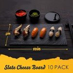Zopeal 10 Pcs 10" x 5" Black Slate Charcuterie Boards Charcuterie Stone Plates with Natural Edge Slate Cheese Tray Serving Stone Board for Kitchen Dining Party Meat Dried Fruits Display Chalkboard