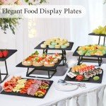 MAPRIAL 12 x 10 In 4 Pack Slate Cheese Boards, Black Stone Plates Charcuterie Board Gourmet Serving Tray Cheese Platter Display Chalkboard with Soapstone Chalk for Sushi, Party, Gifts, Meat, Appetizer