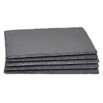 Juvale Set of 6 Black Slate Charcuterie Boards with Chalk, Individual Stone Plates for Cheese, Meat, Appetizers (8 x 11.8 In)