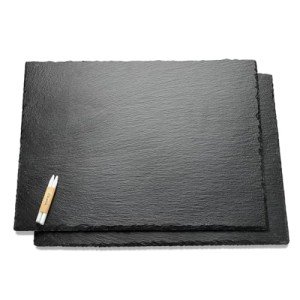 WLWNWFT 2 Pcs 16x12in Large Slate Cheese Boards Slate Board for Meat Cheese Appetizers, Slate Cheese Tray Serving Plate Tray Serving Stone Board Slate Platter with 2 Chalks for Christmas Housewarming