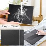 MAPRIAL 12 x 10 In 4 Pack Slate Cheese Boards, Black Stone Plates Charcuterie Board Gourmet Serving Tray Cheese Platter Display Chalkboard with Soapstone Chalk for Sushi, Party, Gifts, Meat, Appetizer