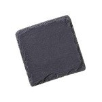 12 Pack 4 x 4 Inch Gorgeous Black Slate Stone Coasters Bulk Square Slate for Drink Bar Kitchen Home, Handmade Natural Rough Edge, Set of 12
