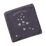 12 Pack 4 x 4 Inch Gorgeous Black Slate Stone Coasters Bulk Square Slate for Drink Bar Kitchen Home, Handmade Natural Rough Edge, Set of 12
