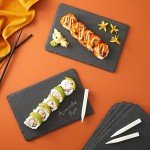 Juvale 6 Pack Mini Slate Charcuterie Boards Set with Chalk - Individual Stone Serving Plates for Cheese, Sushi, Food (6x8.7 in)