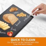 Bruntmor Slate Cheese Boards with 2 Chalks - Black Stone Plates - Slate Platter Tray - Charcuterie Boards - Display Chalkboard for Charcuterie, Meat, Cake - Set of 4 - Black - 12'' x 8''