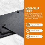 Bruntmor Slate Cheese Boards with 2 Chalks - Black Stone Plates - Slate Platter Tray - Charcuterie Boards - Display Chalkboard for Charcuterie, Meat, Cake - Set of 4 - Black - 12'' x 8''