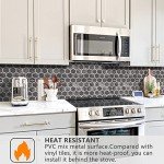 STICKGOO Hexagon Peel and Stick Backsplash Tile, Stick on Backsplash for Kitchen and Bathroom, Black Slate Look PVC Mixed Metal Silver Self Adhesive Wall Tiles(10 Sheets, Seamless)