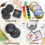 48 PCS Slate Coasters Bulk, MAPRIAL Laser Engraving Blanks Material for Engraver, 4 Inch 24 PCS Natural Square, 24 PCS Round Black Stone Coasters for Drinks, Gifts, Home Decor