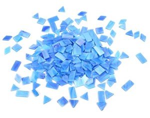 Lanyani 200pcs Glass Mosaic Tiles - Mixed Colorful Shapes: Square, Rectangle, Diamond, Triangle - Ocean Blue