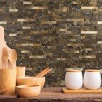 StyloVue 20 Sheets Peel and Stick Backsplash for Kitchen, Rust Slate with Metal Gold Look Stick on Tile Upgrade Your Kitchen Backsplash, RV, Fireplace
