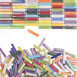 Youway Style Iridescent Mosaic Tiles for Crafts,200g Assorted Colors Glass Mosaic Pieces Bulk, Linear Shapes for DIY Art Crafts Supplies and Mosaic Projects