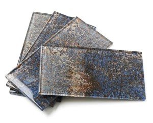 Blujellyfish Glass Subway Tile 3x6 Inch Antique Blue Tiles for Kitchen Backsplash Bathroom Accent Wall Glass Mosaic Tile (Pack of 20)