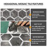 STICKGOO Hexagon Peel and Stick Backsplash Tile, Stick on Backsplash for Kitchen and Bathroom, Black Slate Look PVC Mixed Metal Silver Self Adhesive Wall Tiles(10 Sheets, Seamless)