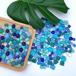 LITMIND Assorted Blue Irregular Crystal Mosaic Tiles, 9oz Value Pack - Perfect for Art Crafts, Mosaic Making Projects, Home Decor, and More