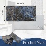 Blujellyfish Glass Subway Tile 3x6 Inch Antique Blue Tiles for Kitchen Backsplash Bathroom Accent Wall Glass Mosaic Tile (Pack of 20)