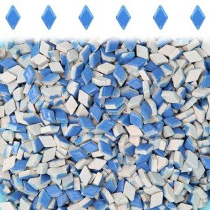 Blue 120 Pieces Diamond Ceramic Tiles for Crafts, Mosaics Tile Bulk Small Rhombus Ceramic Tiles for DIY Picture Frames Handmade Stepping Stones Coasters Crafts Decoration