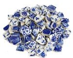 Lanyani Broken Ceramic China Tiles Assortment Blue and White Porcelain Pieces for Mosaic Craft, Cover 11x11 inches