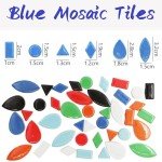 Blue 120 Pieces Diamond Ceramic Tiles for Crafts, Mosaics Tile Bulk Small Rhombus Ceramic Tiles for DIY Picture Frames Handmade Stepping Stones Coasters Crafts Decoration
