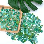 LITMIND 1.1LB Green Mixed Irregular Crystal Glass Mosaic Tiles for Crafts - Perfect for Mosaic Art Projects, Puzzles, and Home Décor